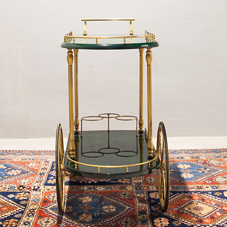 Aldo-Tura-bar-cart-green-bottle-holder-vintage