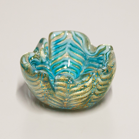 Carlo-Scarpa-Murano-ashtray-bowl-green-yellow