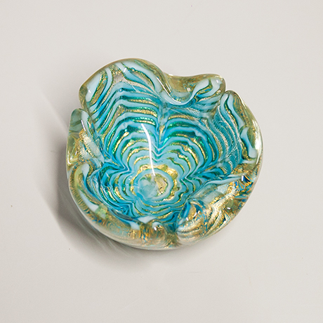 Murano-glass-bowl-green-yellow-vintage