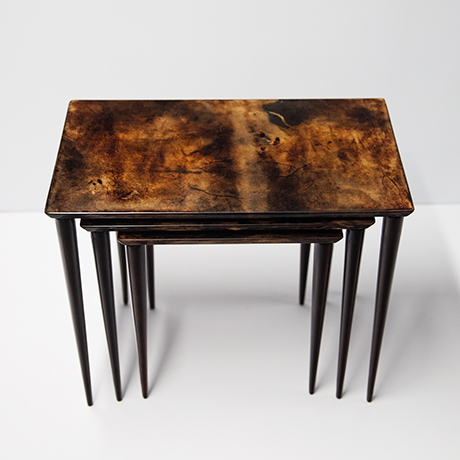 Aldo-Tura-nesting-tables-brown-goatskin - 8 Aldo-Tura-nesting-tables-brown-goatskin