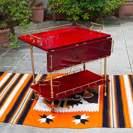 Aldo-Tura-barwagen-rot-flaschenhalter-vintage