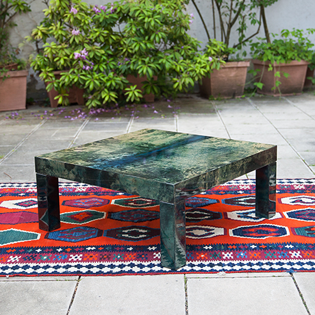 Schlichtes DesignAldo-Tura-coffee-side-table-green-square-vintage