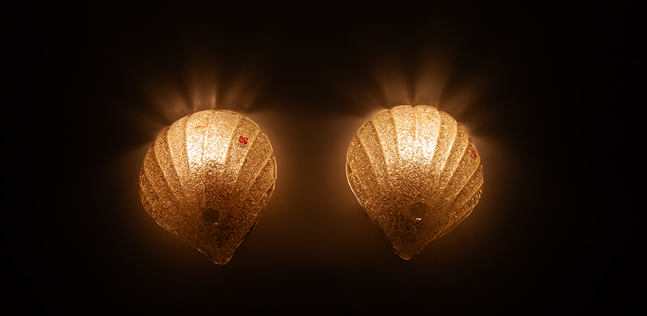 Barovier-Foglio-Doro-wall-sconces-light-clam-Murano