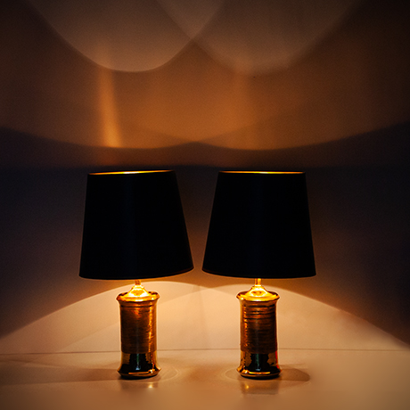 Aldo-Londi-Bitossi-table-lamp-golden-blue-shades