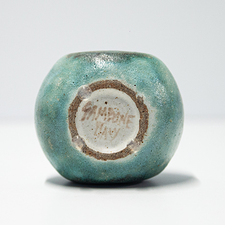 Bruno-Gambone-Green-Turquoise-Ceramic-Vase-round-signed