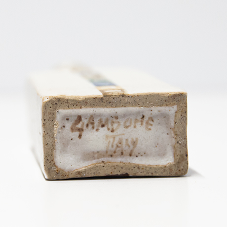 Bruno-Gambone-Stoneware-Vase-cream-color-stripe-signed