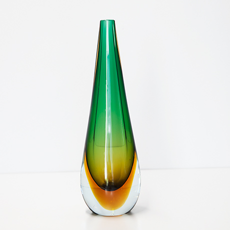 Schlichtes DesignFlavio-Poli-Murano-vase-green-yellow-Seguso