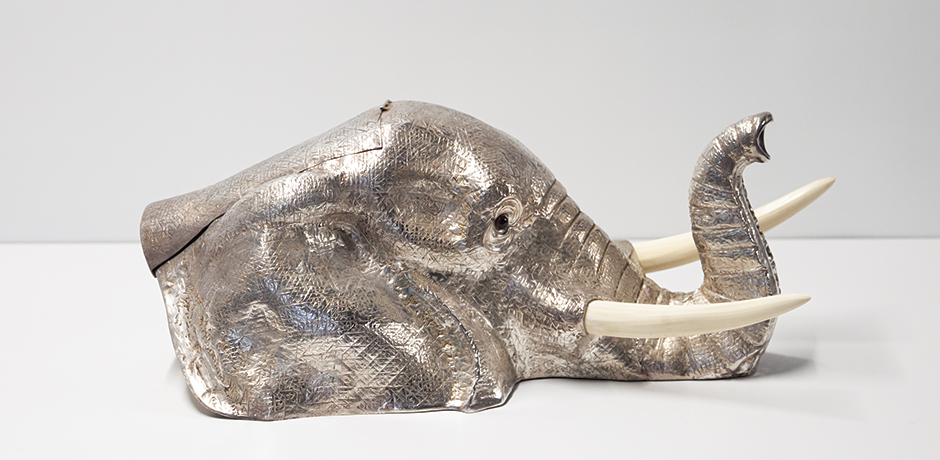 Franco-Lapini-Elefant-Weinkuehler-silber
