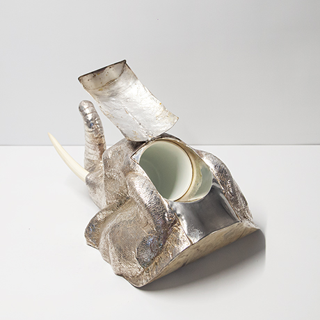 Franco-Lapini-elephant-wine-cooler-silver