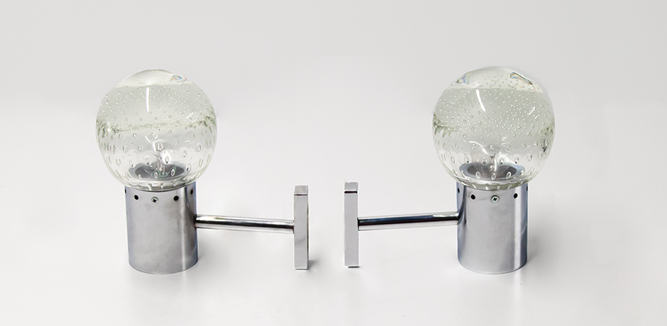 Schlichtes DesignGino-Sarfatti-Arteluce-wall-lights-Seguso-chrome