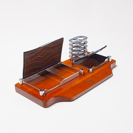 Gucci-Schreibtischset-Stifthalter-Notizblock-leder-holz