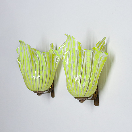 Paolo-Venini-Fazzoletto-wandleuchte-gruen-gelb-glas