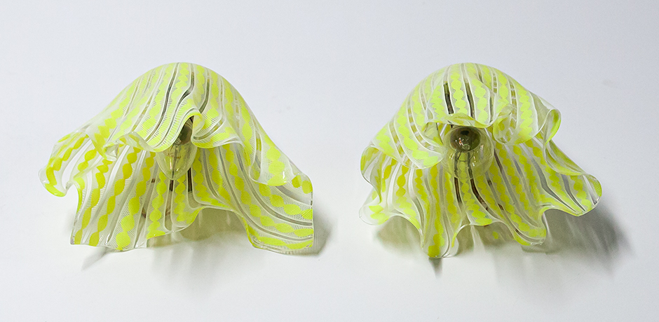 Paolo-Venini-Fazzoletto-wall-sconces-green-yellow