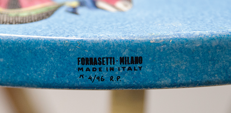 Piero-Fornasetti-Brass-Tripod-Side-Table-blue-marked