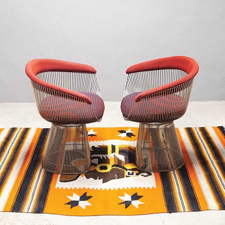 Warren-Platner-Knoll-International-Esszimmerstuehle-sessel-stoff-lila