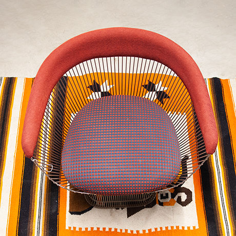 Warren-Platner-Knoll-International-Esszimmerstuehle-sessel-stoff-lila