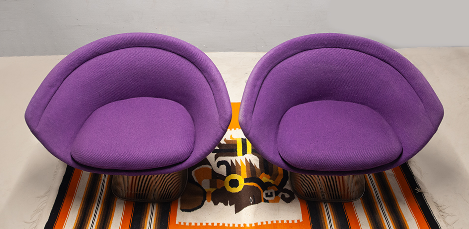 Warren-Platner-Knoll-International-Loungesessel-lila-stoff