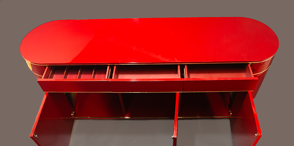 Willy-Rizzo-Mario-Sabot-sideboard-red