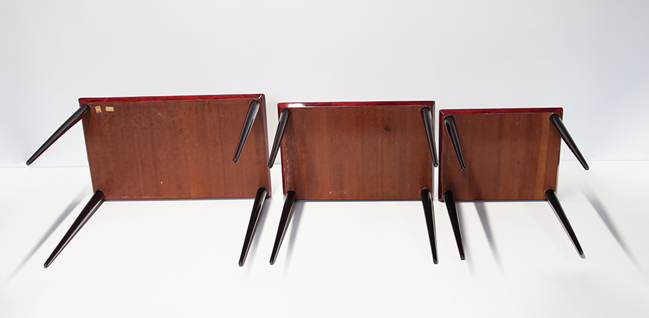 Aldo-Tura-nesting-tables-red-vintage