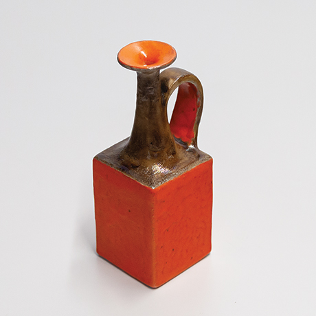 Gambone-ceramic-pitcher-orange-brown